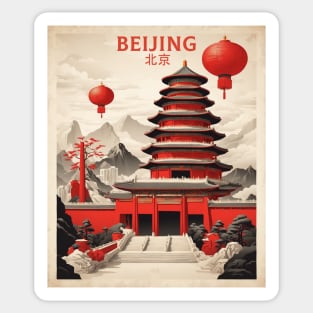 Beijing China Vintage Poster Tourism Sticker